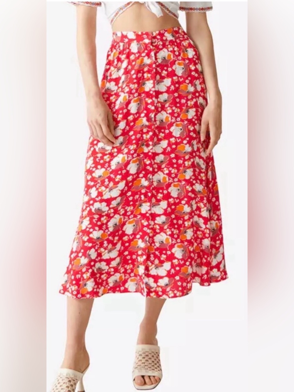 Paris Atelier & Other Stories Button Front Floral Skirt 4